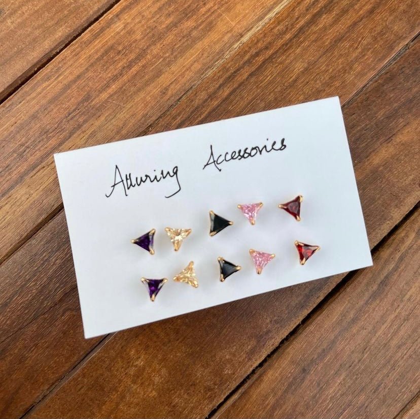 Combo of 5 coloured studs for 1st and 2nd in different shapes - Alluring Accessories