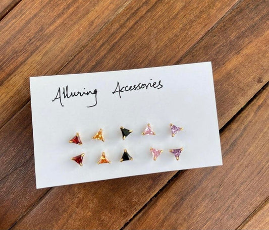 Combo of 5 coloured studs for 1st and 2nd in different shapes - Alluring Accessories