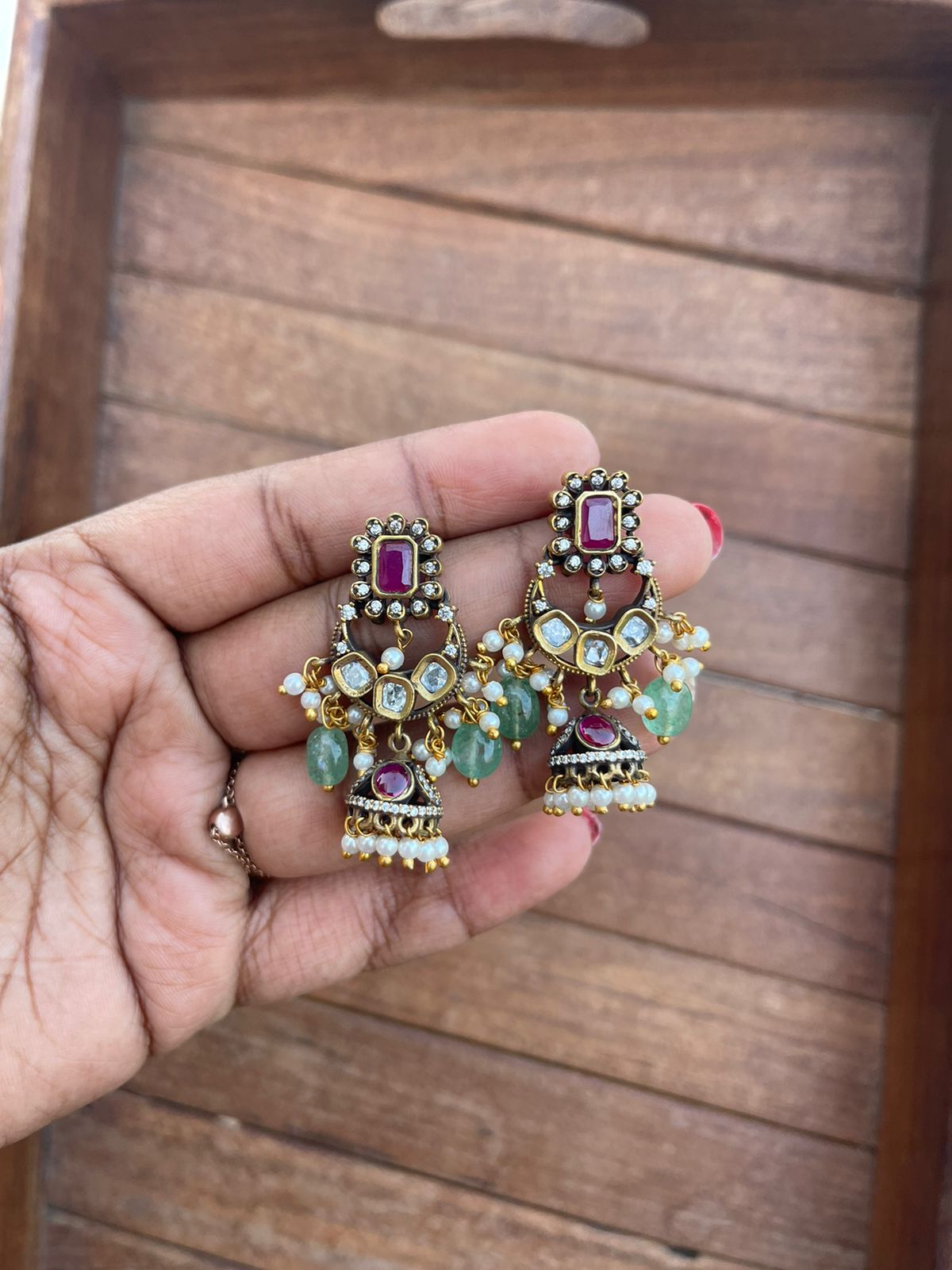 Cute victorian chandbali jhumkas - Alluring Accessories