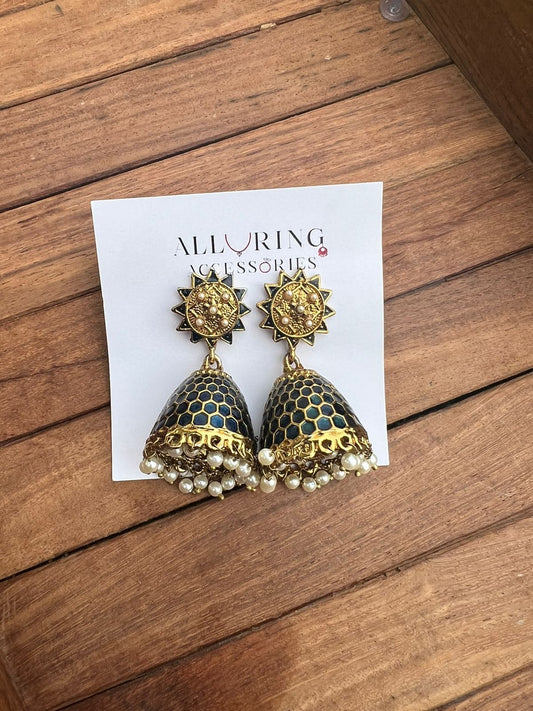 Deepika padukone inspired meenakari jhumkas - Alluring Accessories