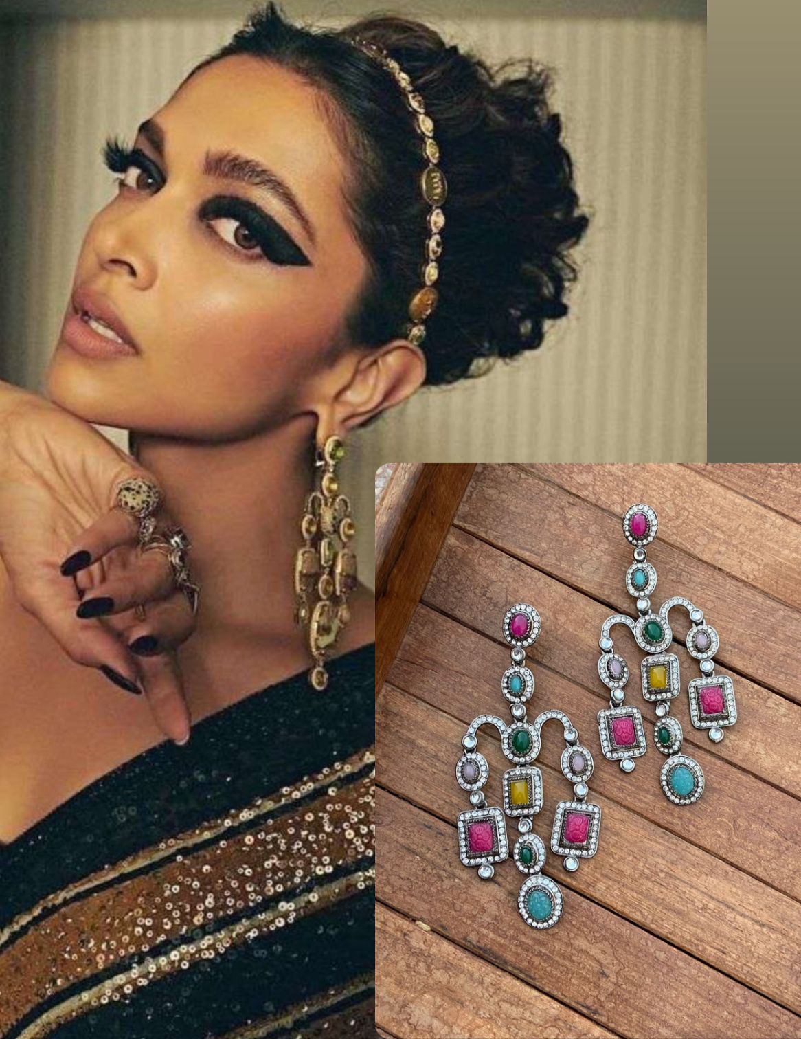 Deepika padukone inspired multi coloured danglers - Alluring Accessories