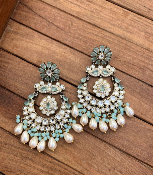 Designer chandbali stylish real kundan earrings - Alluring Accessories