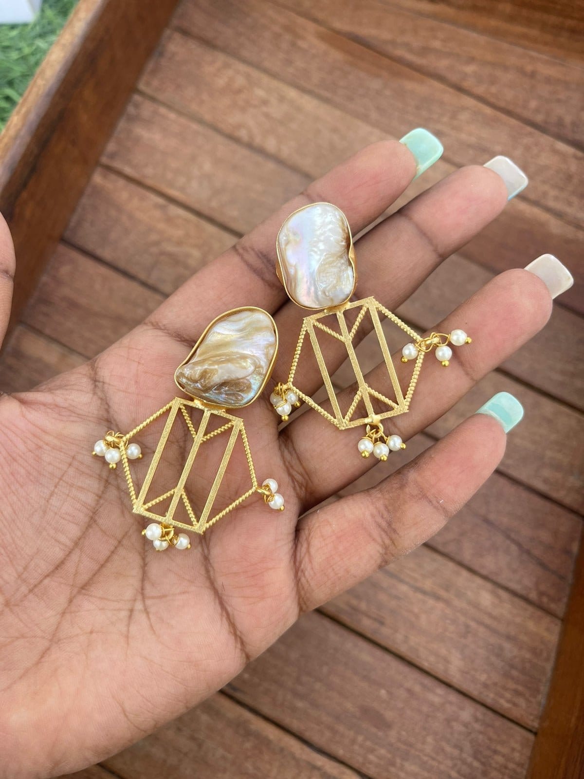 Designer Natural druzy hexagon drops - Alluring Accessories