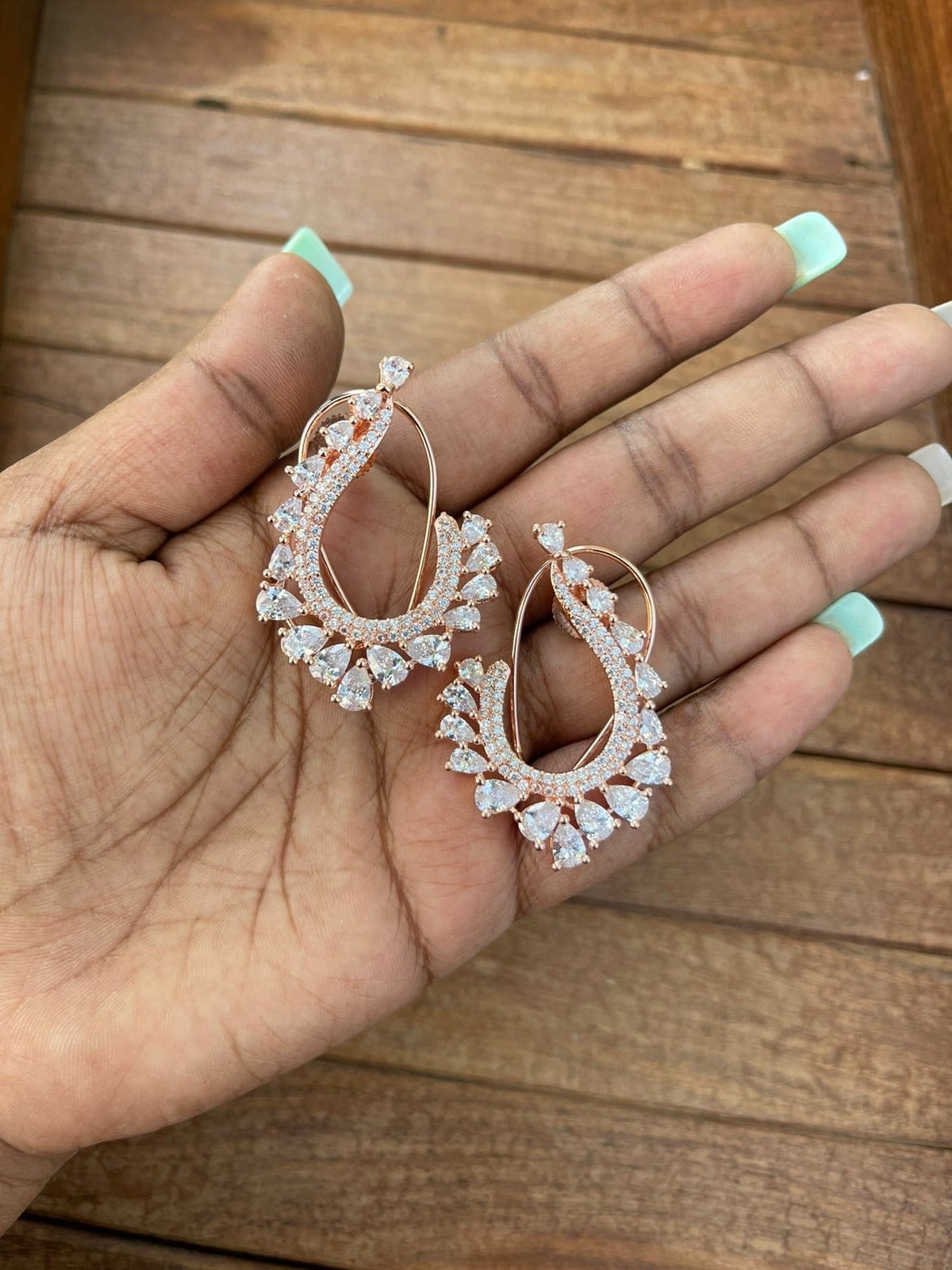 Designer swirl zircon earrings - Alluring Accessories