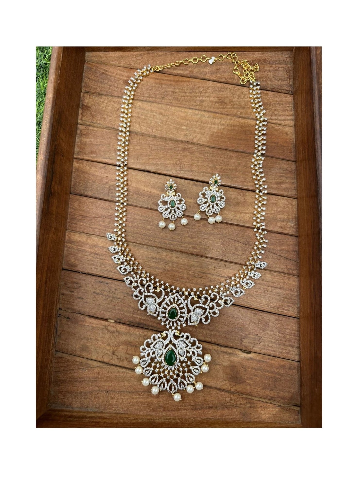 Diamond finish long traditional haram - Alluring Accessories