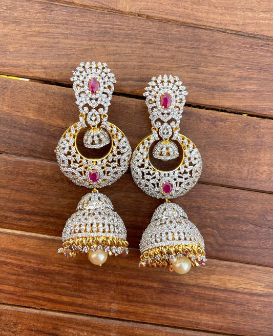 Diamond look alike long jhumkas - Alluring Accessories