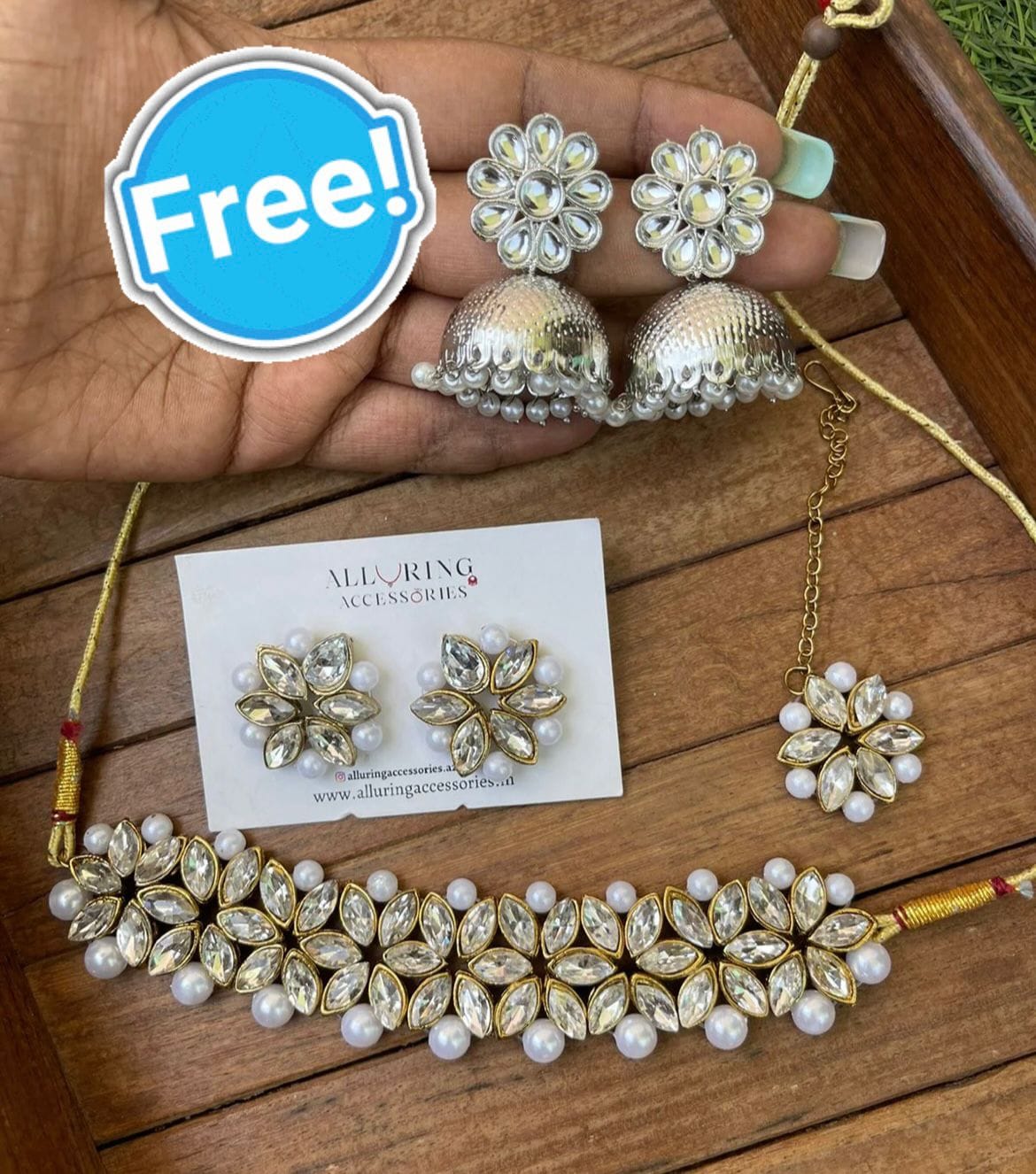 Double dhamaka sale free mangteeka and silver jhumkas - Alluring Accessories