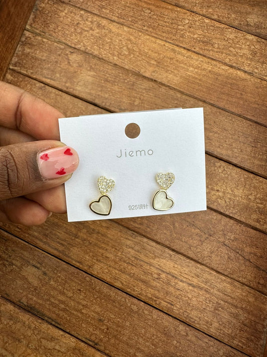 Dual ceramic heart sterling silver earrings - Alluring Accessories