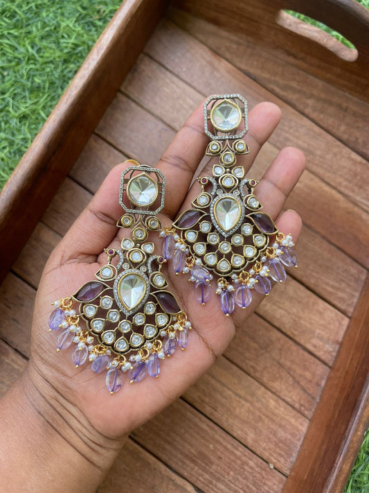 Dual peacock victorian chandbali earrings - Alluring Accessories