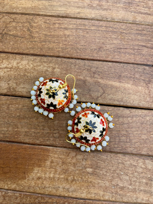 Dual shade dailywear meenakari jhumkas - Alluring Accessories