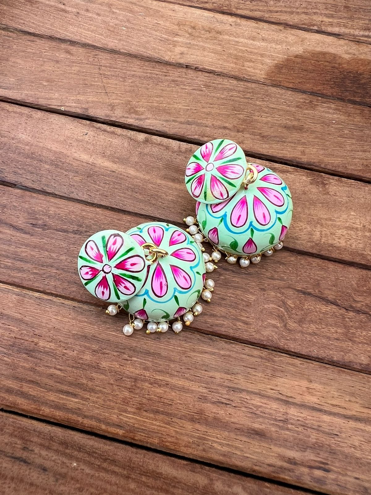 Dual shade meenawork extremely lightweight jhumkas - Alluring Accessories