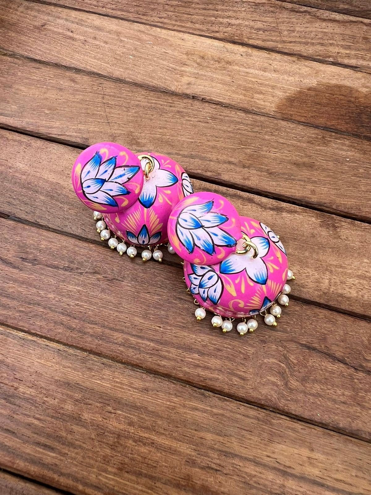 Dual shade meenawork extremely lightweight jhumkas - Alluring Accessories