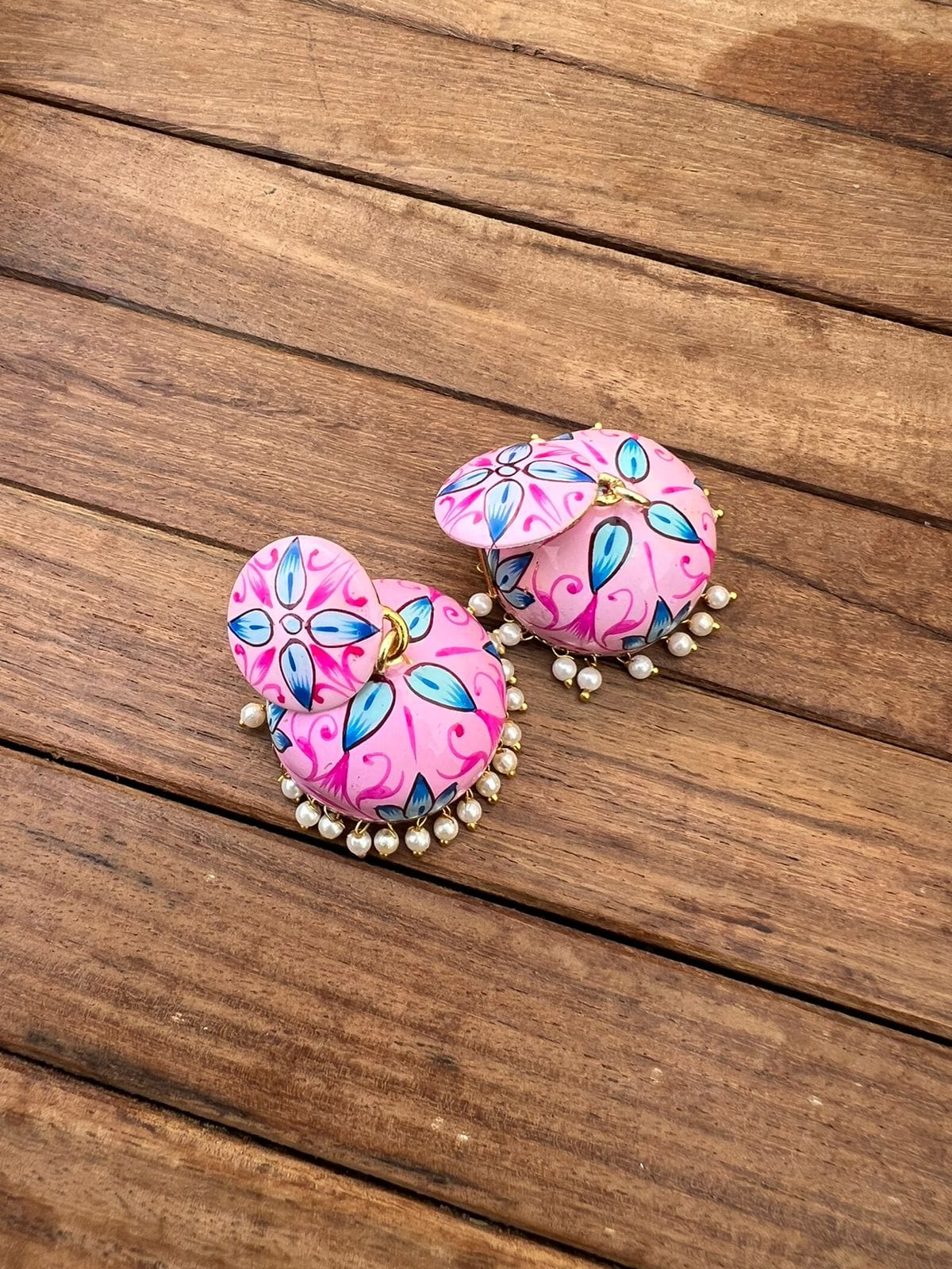 Dual shade meenawork extremely lightweight jhumkas - Alluring Accessories