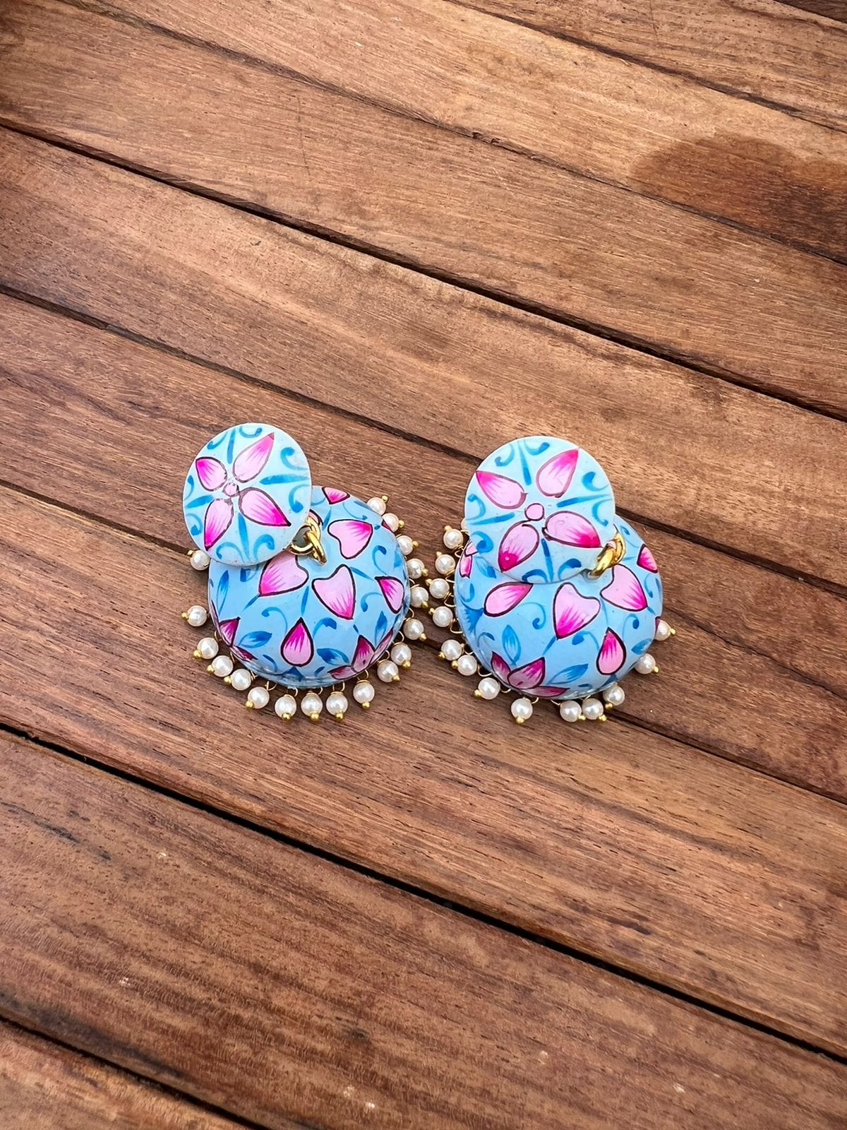 Dual shade meenawork extremely lightweight jhumkas - Alluring Accessories