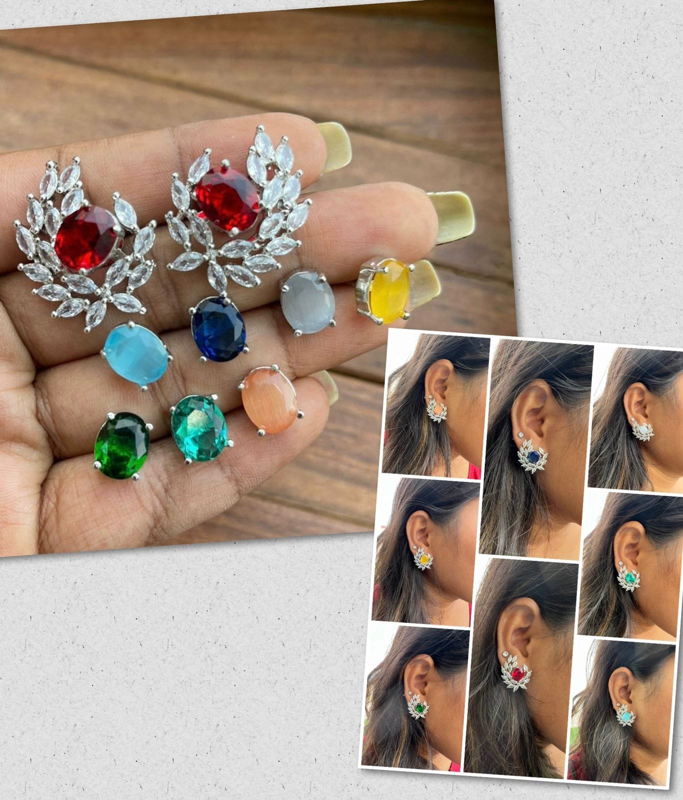 Eight colour changeable diamond studs - Alluring Accessories