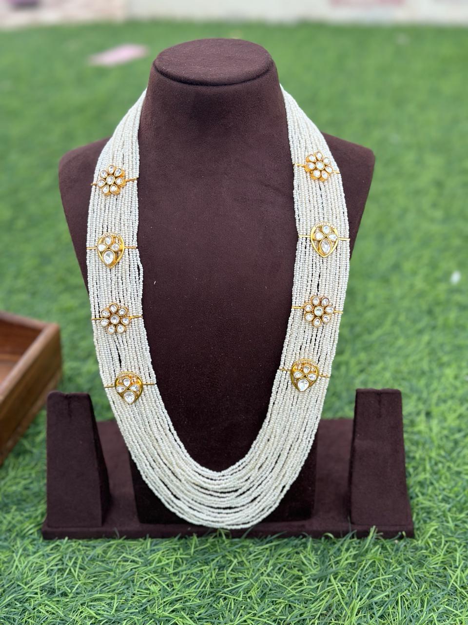 Eight kundan pearl long mala - Alluring Accessories