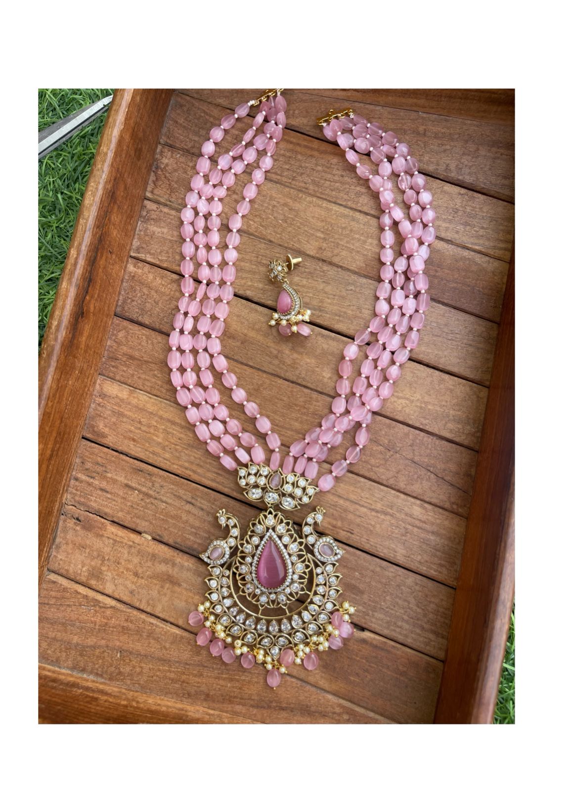 Eight layered lotus Victorian heavy look necklace with earrings - Alluring Accessories