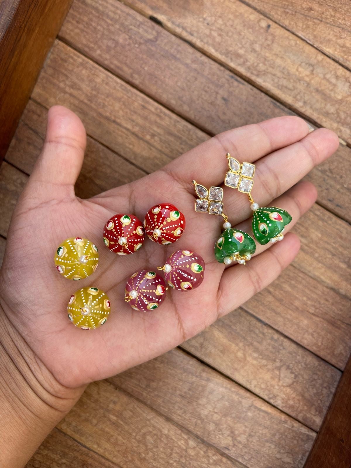 Enamel print changeable jhumkas - Alluring Accessories