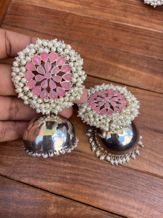 Extremely Light weight pearl mirror jhumkas - Alluring Accessories