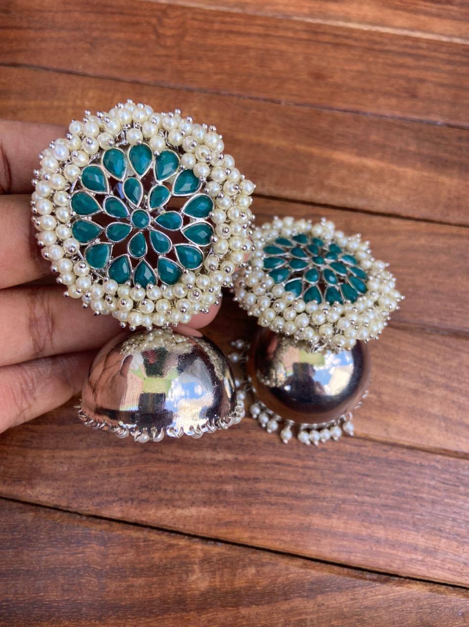 Extremely Light weight pearl mirror jhumkas - Alluring Accessories