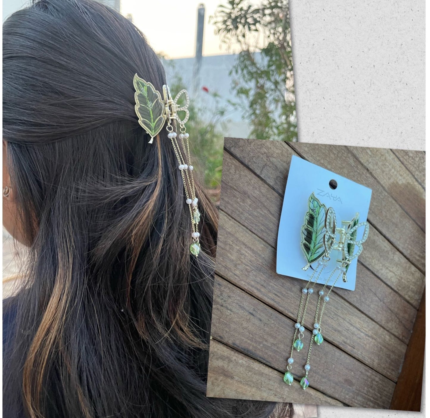 Florescent leaf butterfly hanging clip - Alluring Accessories