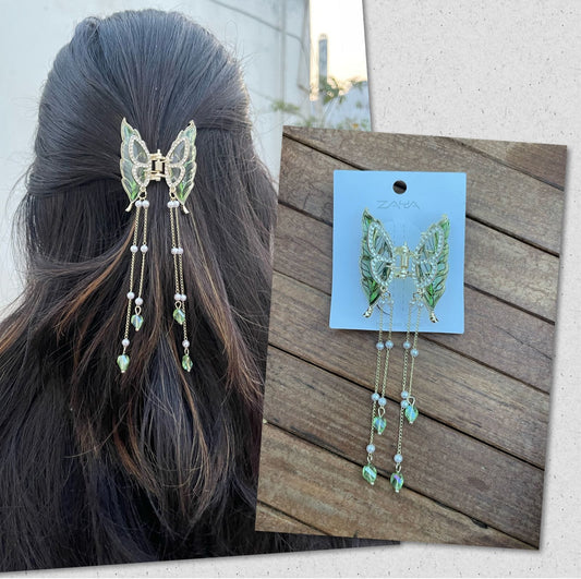 Florescent leaf butterfly hanging clip - Alluring Accessories