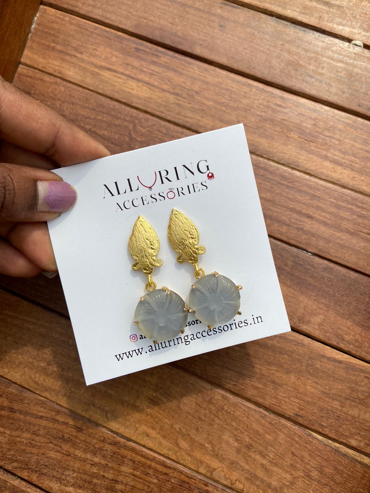 Flower embossed gold plated earrings - Alluring Accessories