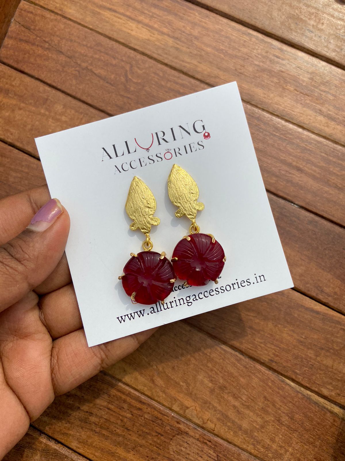 Flower embossed gold plated earrings - Alluring Accessories