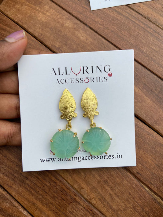 Flower embossed gold plated earrings - Alluring Accessories