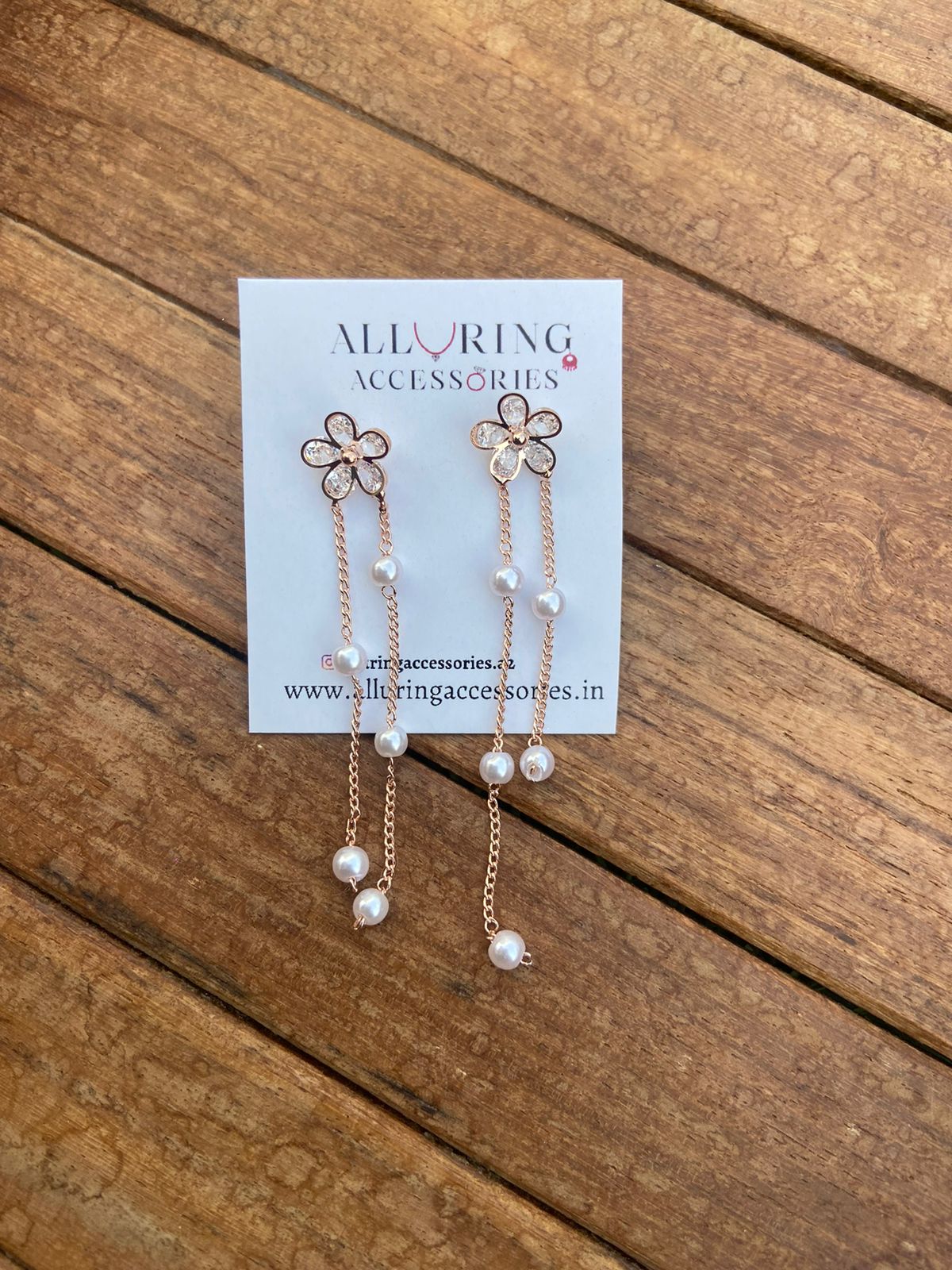 Flower hanging pearl stylish earrings - Alluring Accessories