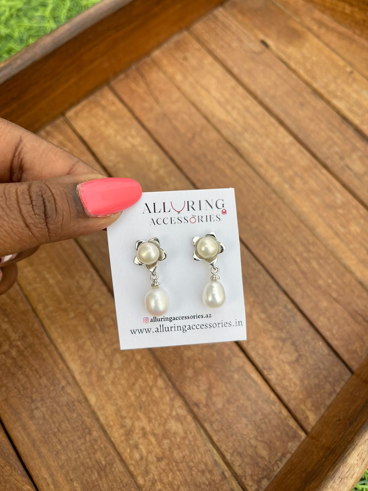 Flower real pearl drop earrings - Alluring Accessories