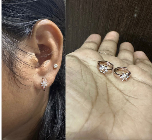 Flower rosegold small hoops - Alluring Accessories