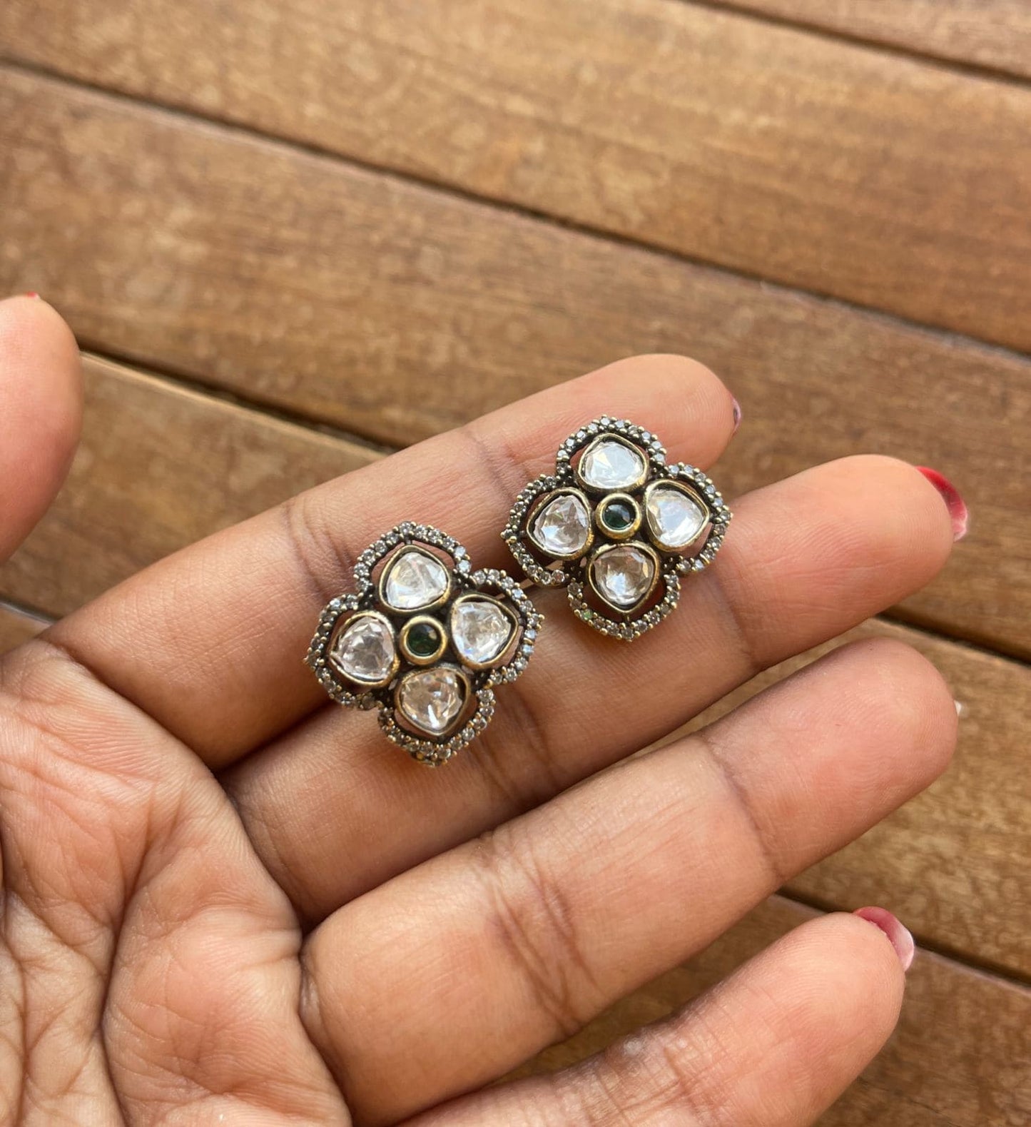 Four stone moissanite Victorian studs - Alluring Accessories