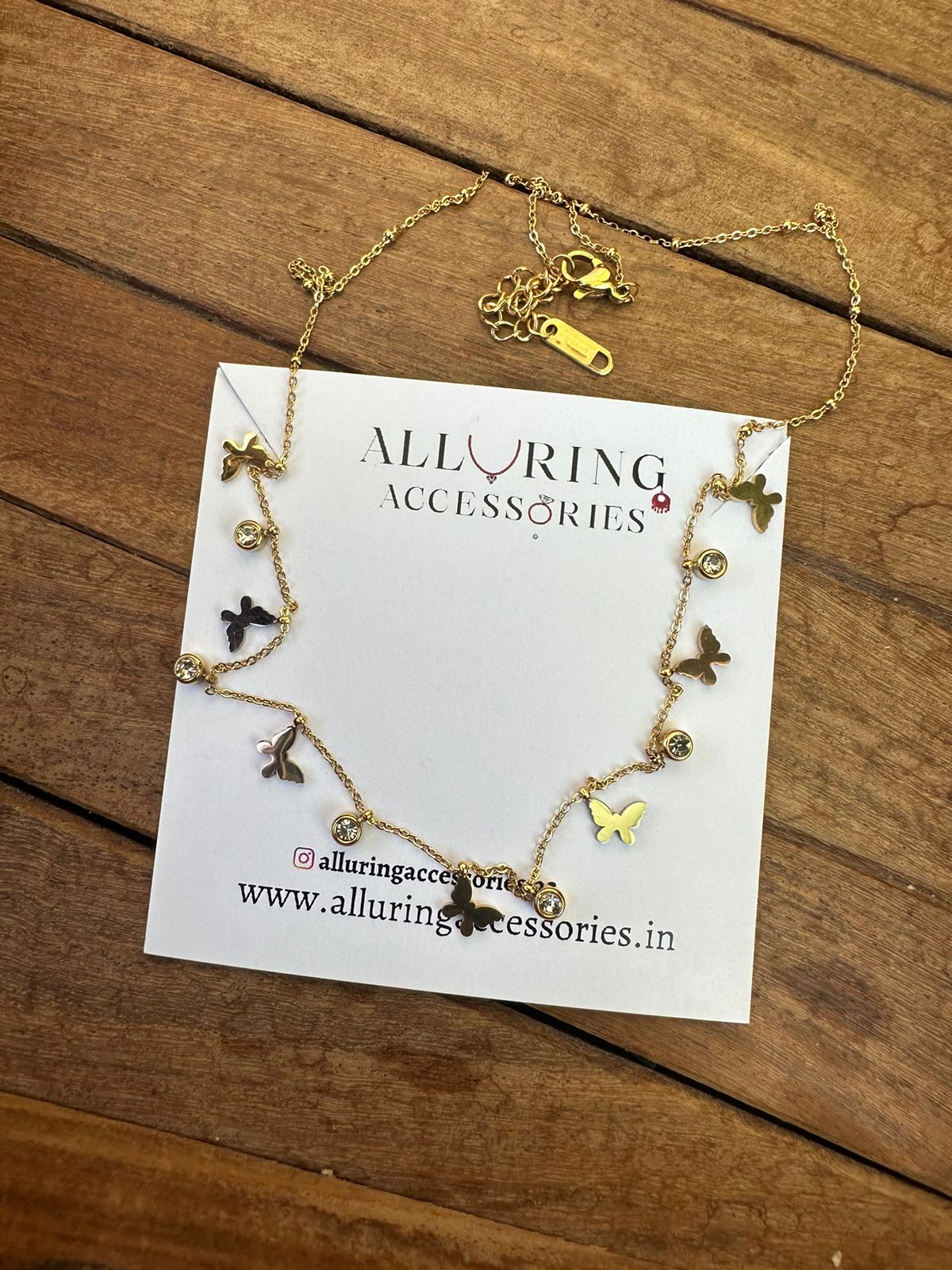 Full of butterfly tri coloured rosegold neckline - Alluring Accessories