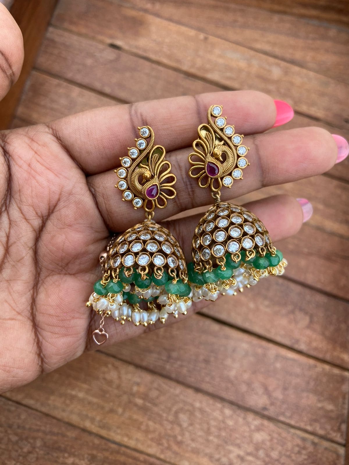 Full of stone victorian peacock affordable jhumkas - Alluring Accessories