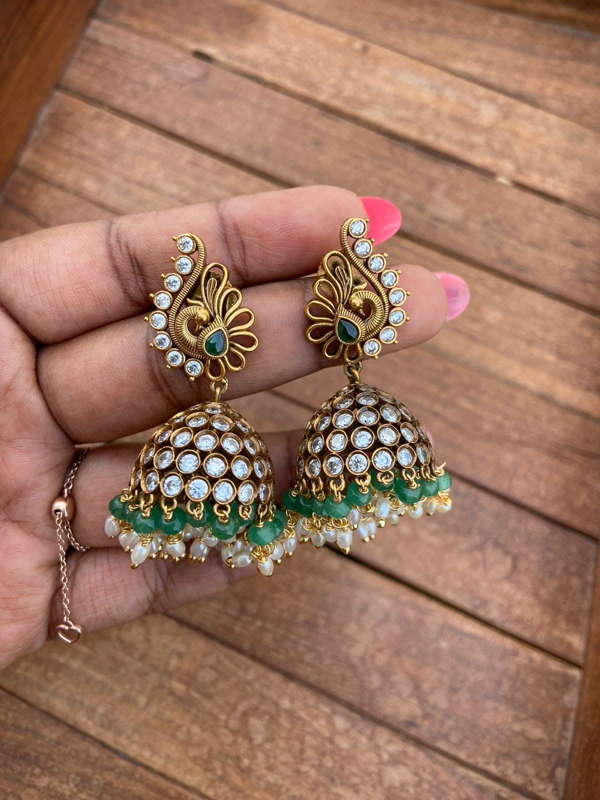 Full of stone victorian peacock affordable jhumkas - Alluring Accessories