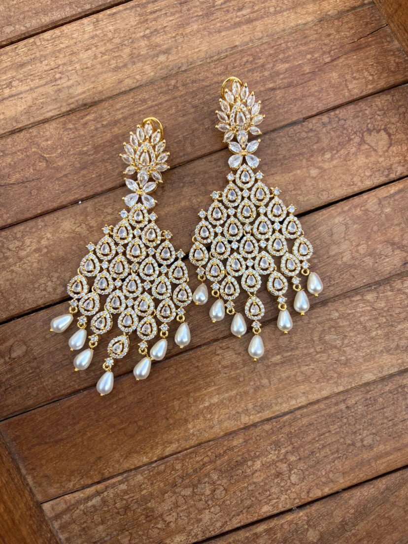 Gold zircon danglers - Alluring Accessories