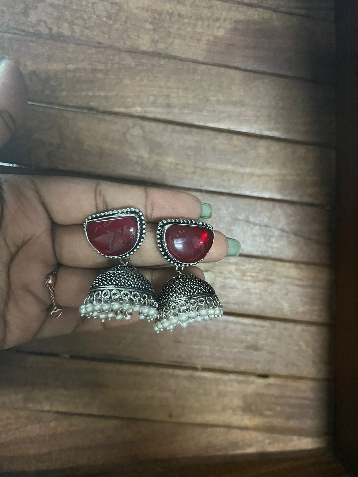 Half moon oxidised jhumkas - Alluring Accessories