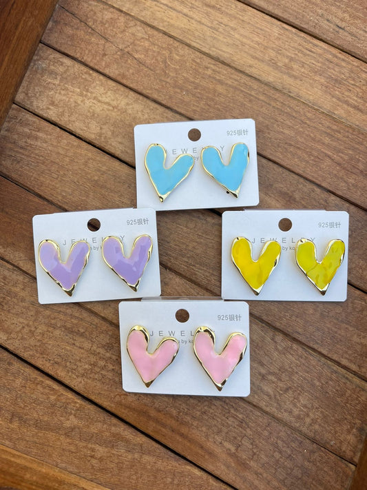 Heart pastel sterling silver studs - Alluring Accessories