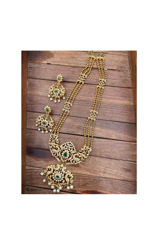 Heavy locket gold beads long haram - Alluring Accessories