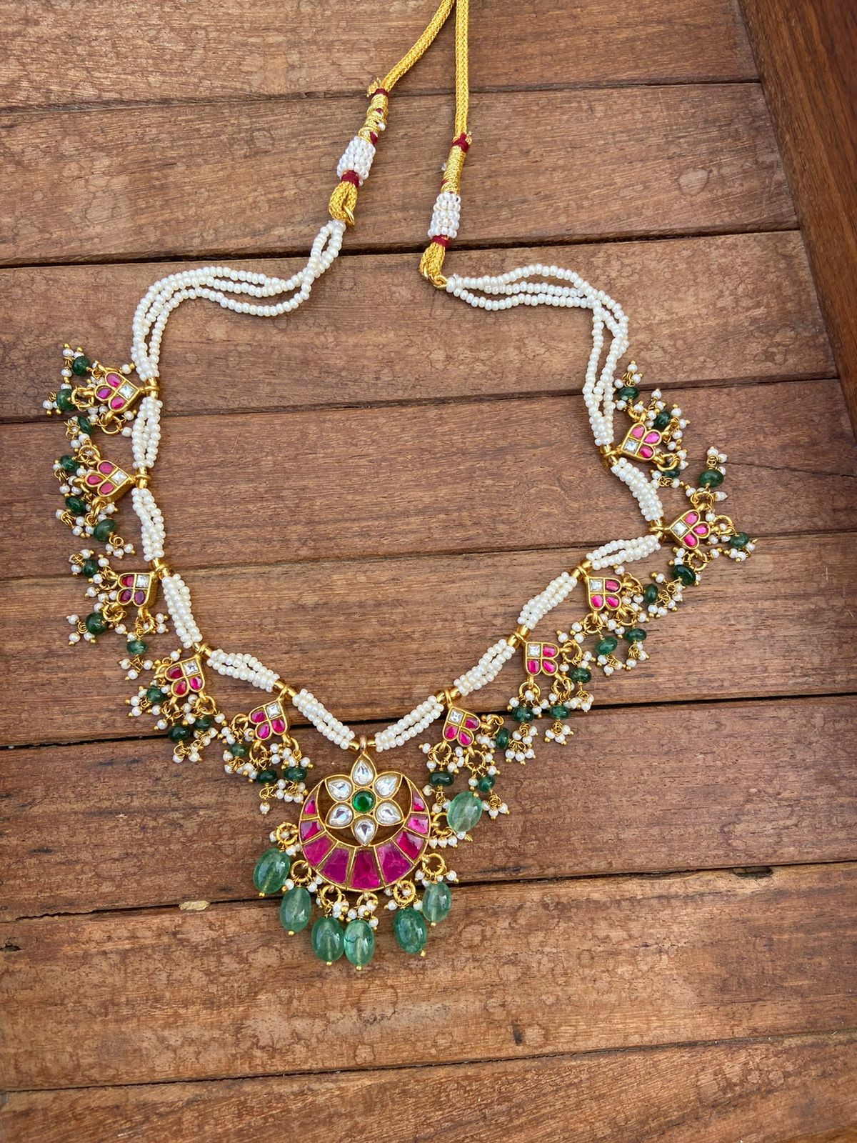 Heavy look Real kundan pearl chandbali necklace - Alluring Accessories