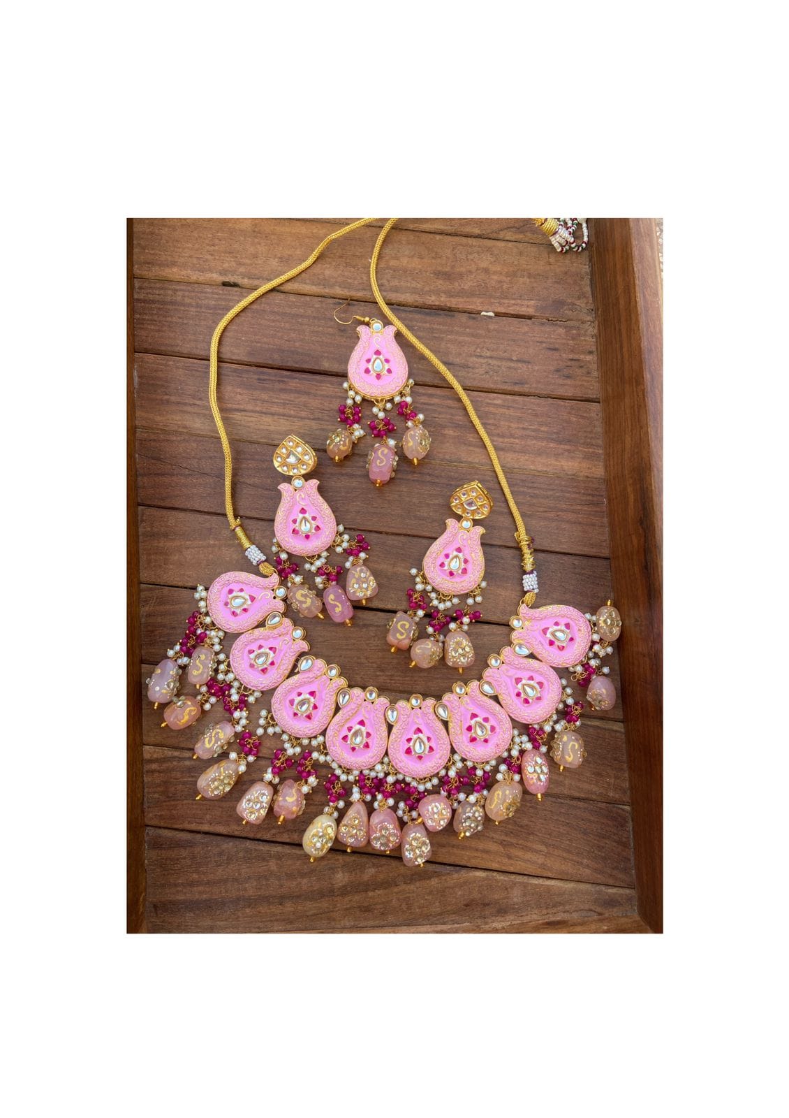 Heavy meenawork kundan necklace - Alluring Accessories