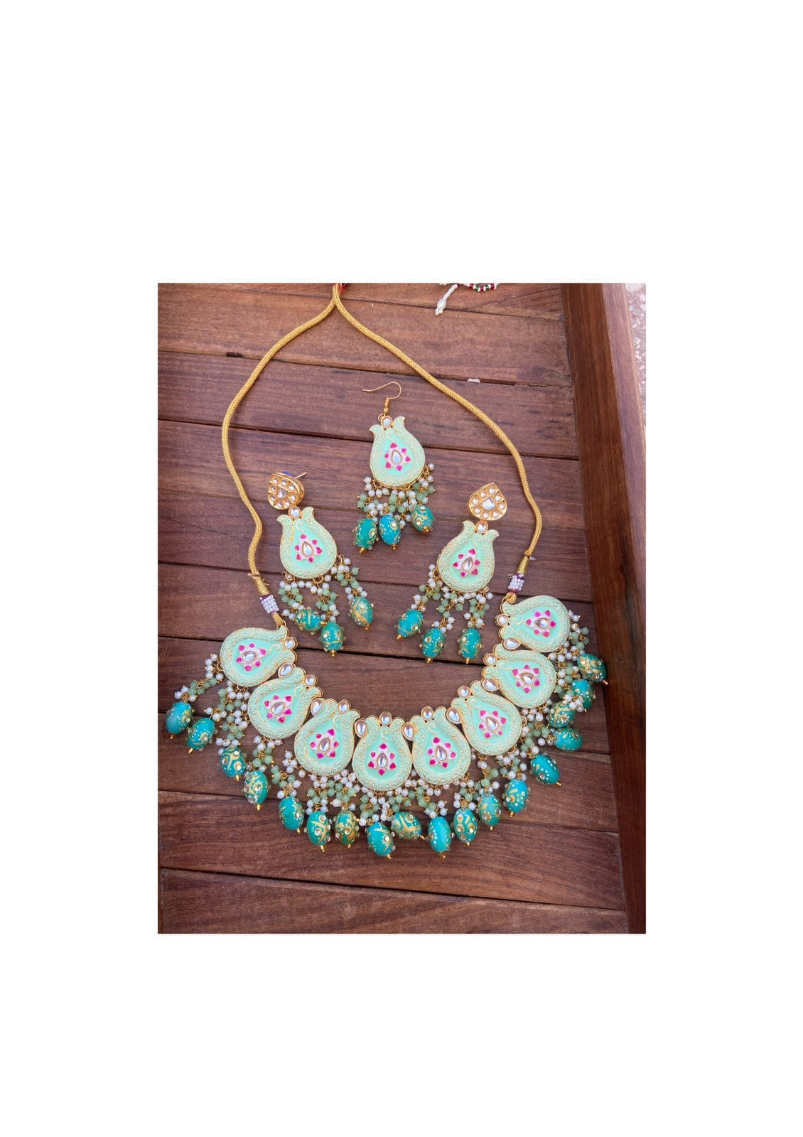 Heavy meenawork kundan necklace - Alluring Accessories