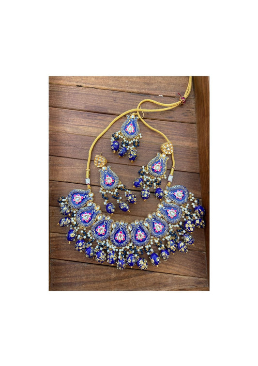 Heavy meenawork kundan necklace - Alluring Accessories