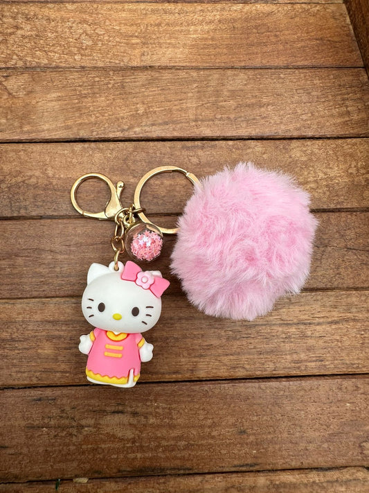 Hello kitty pink pom-pom keychain - Alluring Accessories