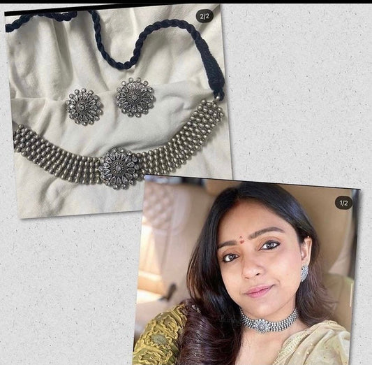 Hotselling vithika flaunting silver look alike choker - Alluring Accessories