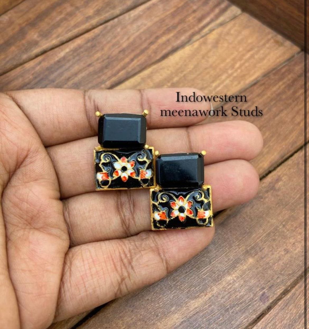 Indowestern meena work studs - Alluring Accessories