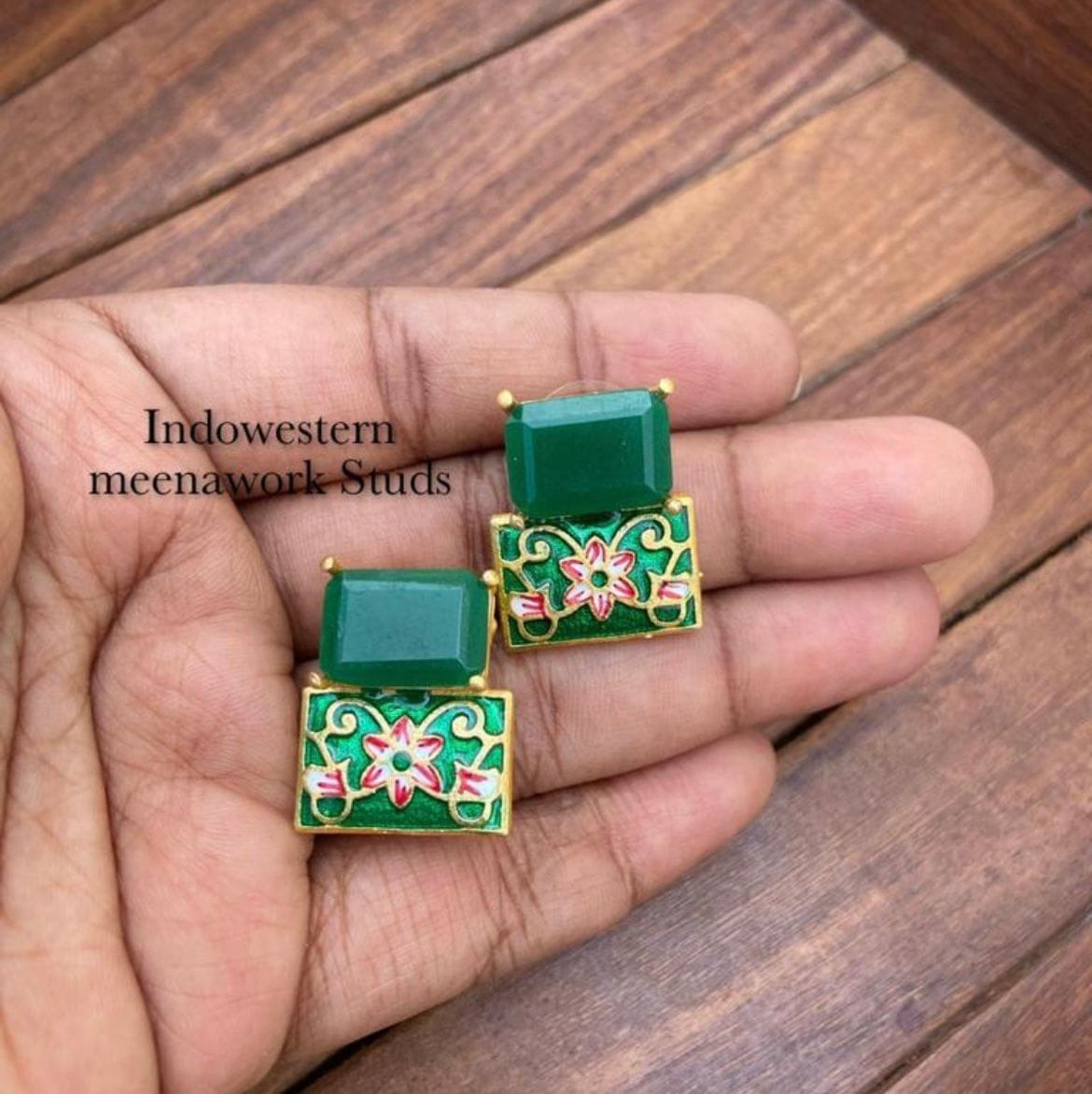 Indowestern meena work studs - Alluring Accessories