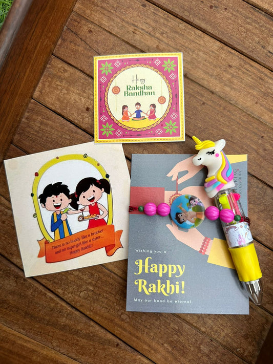 Kids rakhi chota beem and unicorn pen - Alluring Accessories