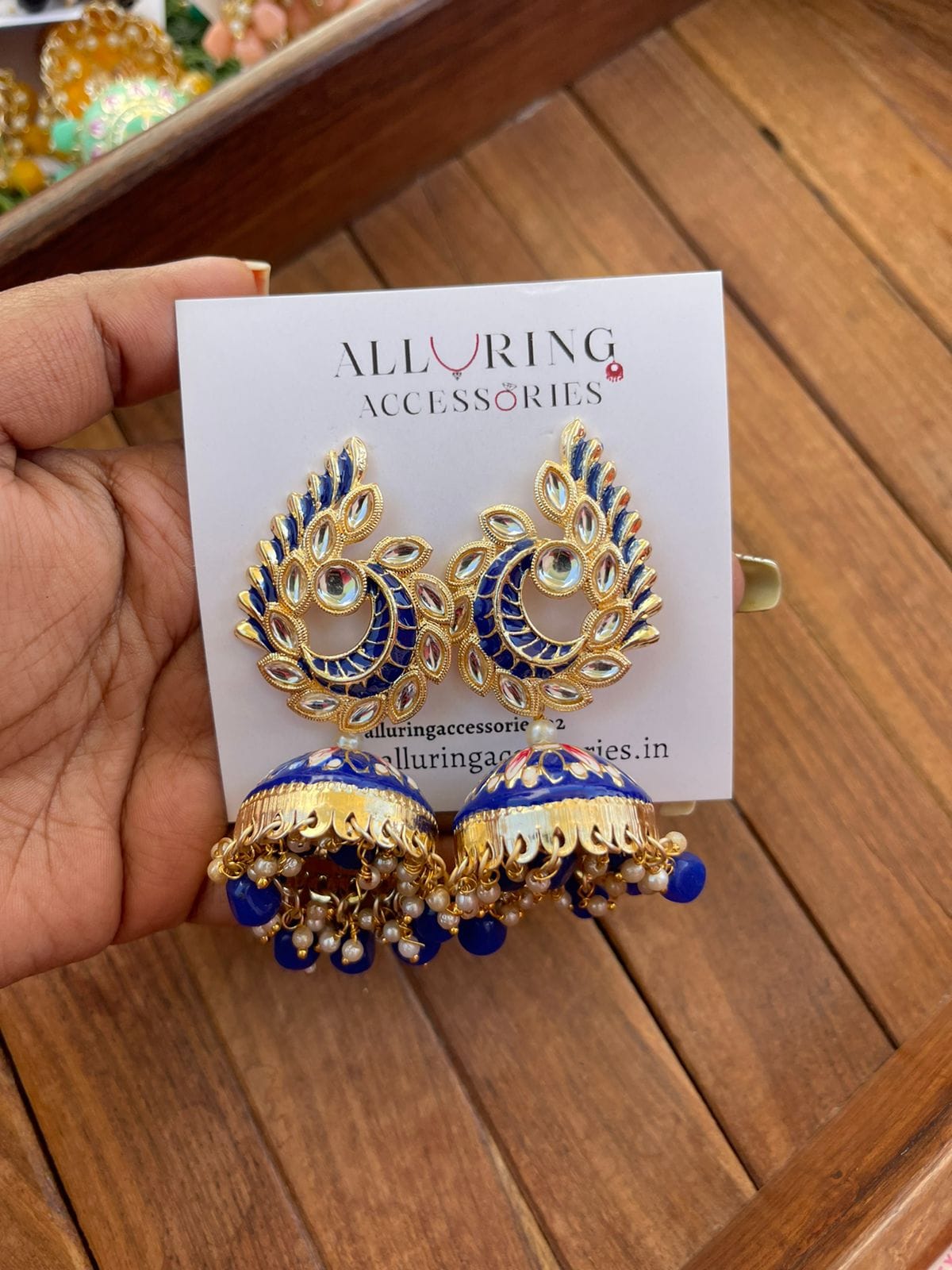 Kundan peacock meenakari jhumkas - Alluring Accessories